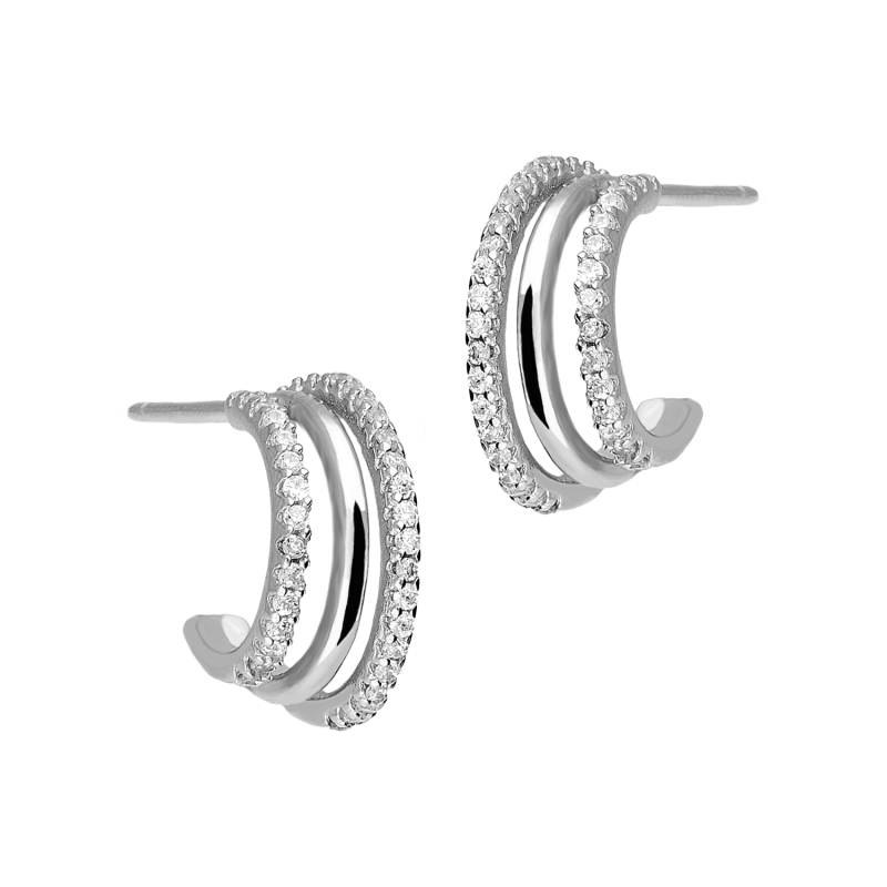 Srebrne kolczyki półkola z cyrkoniami pr. 925 - JubilerSezam.pl