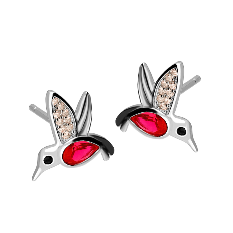 Srebrne Kolczyki Koliber z Cyrkoniami pr. 925 - JubilerSezam.pl