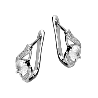 Srebrne Kolczyki Fala z Cyrkoniami pr. 925 - JubilerSezam.pl