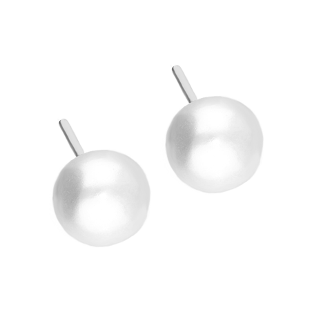 Kolczyki srebrne płaska biała perła 7mm/sztyft DA1027-1 próba 925