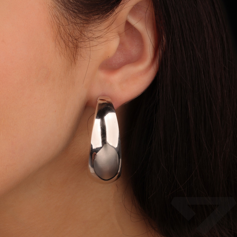 Kolczyki srebrne półkółko blask/sztyft HS2093 BIG ROD próba 925