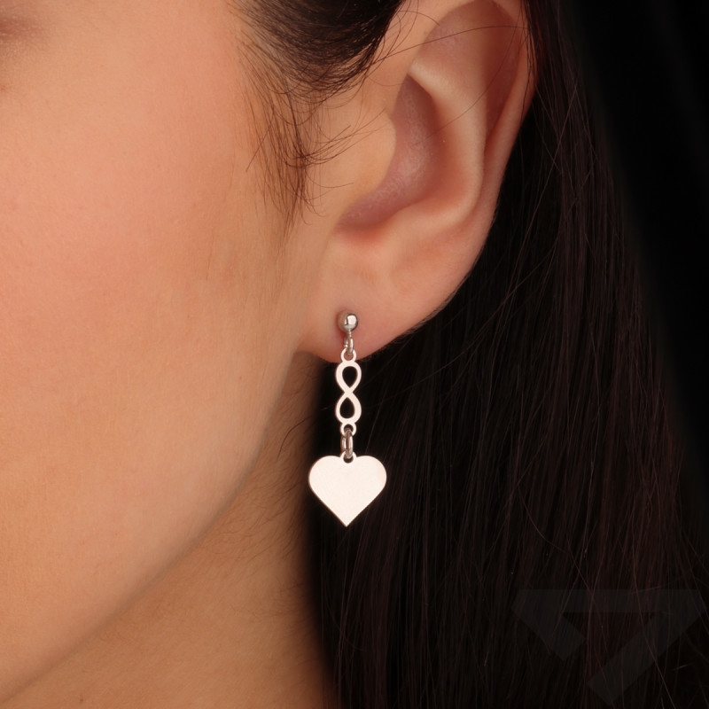 Kolczyki srebrne serce blaszka i infinity/sztyft M3-506 ROD próba 925