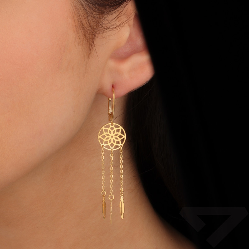 Kolczyki pozłacane ażurowy łapacz snów/big.zam. AT957 GOLD próba 925