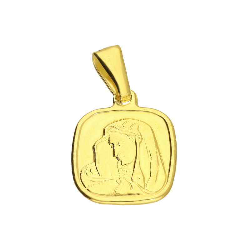 Medalik pozłacany Matka Boska Bolesna w kwadracie WB PW654 GOLD próba 925