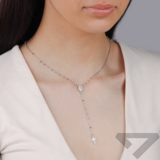 Naszyjnik srebrny ze ścinanymi paciorkami M3-490 ROD próba 925