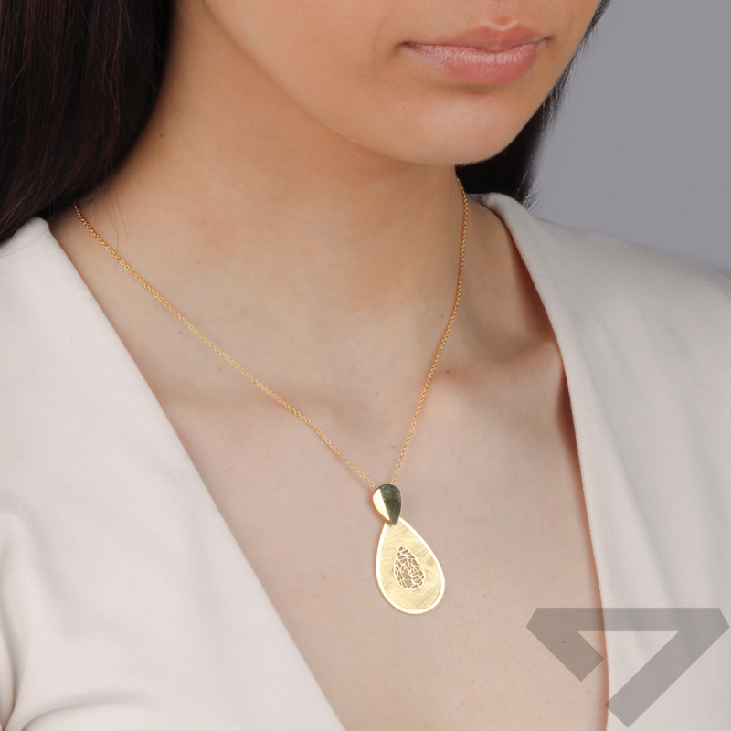 Naszyjnik pozłacany gładka i szczotkowana kropla/rolo reg. M3-065 GOLD próba 925