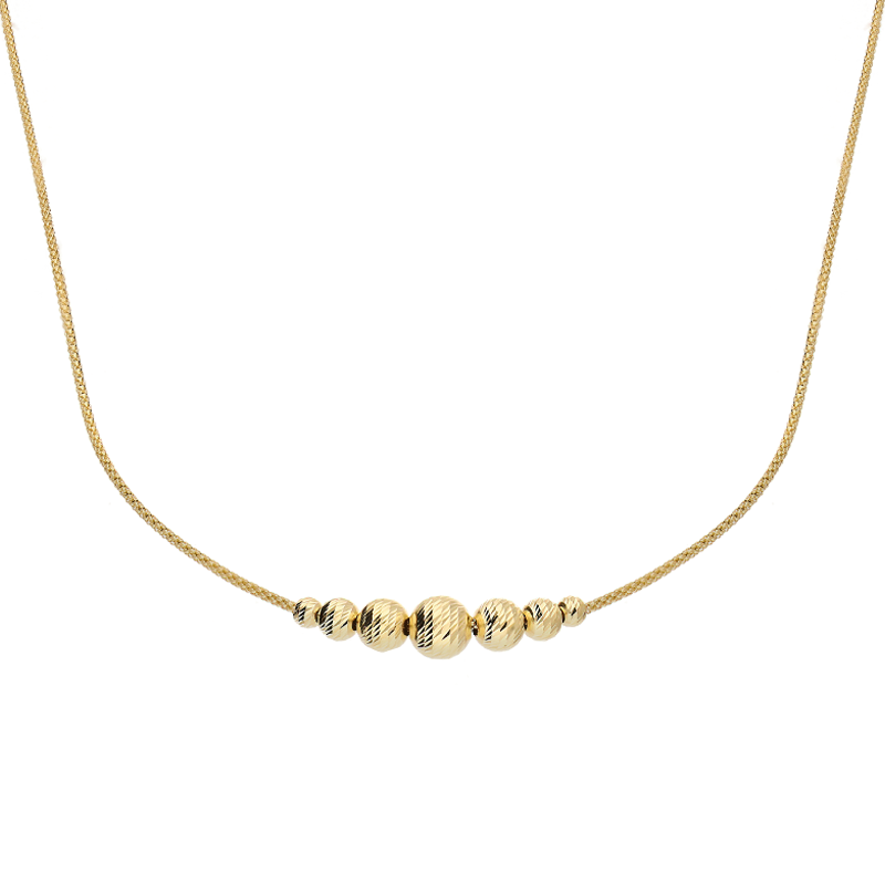 Złoty naszyjnik coreana z grawerowanymi kulkami pr. 585 - JubilerSezam.pl