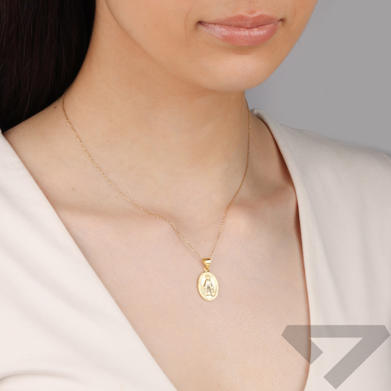 Medalik pozłacany Niepokalana w owalu AT980 POL gold próba 925