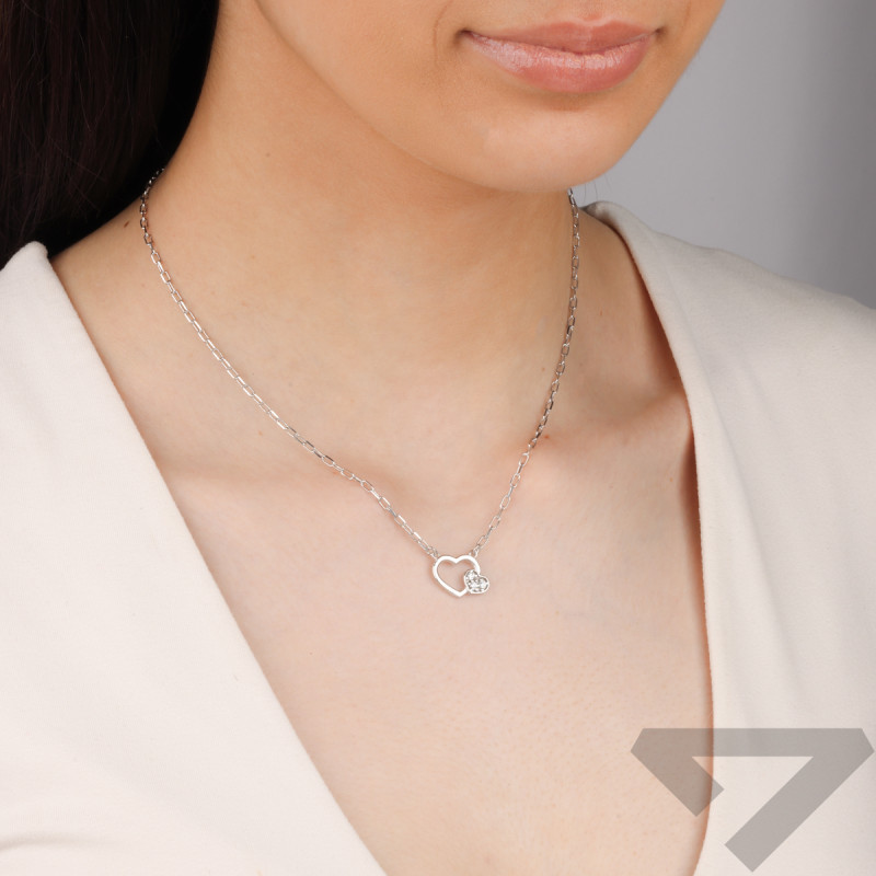 Srebrny naszyjnik serce z cyrkoniami pr. 925 - JubilerSezam.pl