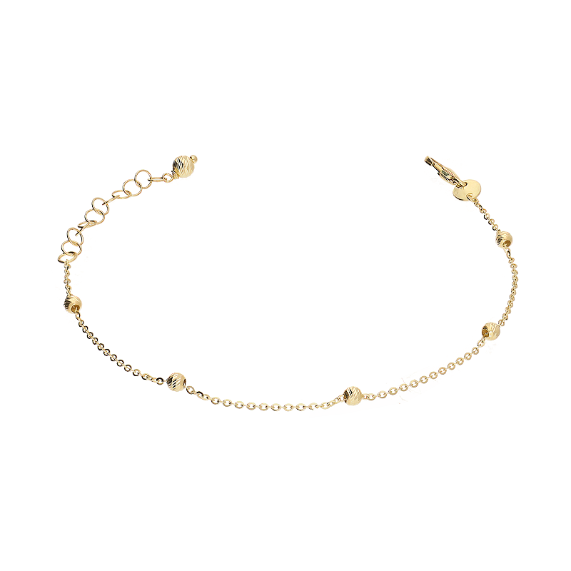 Złota Bransoletka z Grawerowanymi Kulkami pr. 585 - JubilerSezam.pl