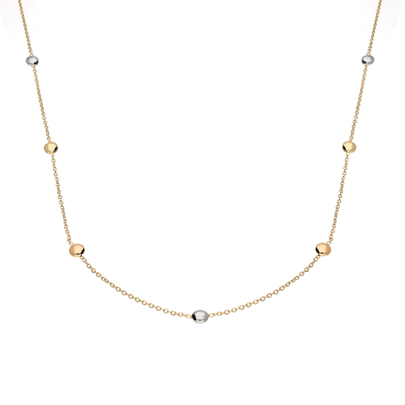 Naszyjnik złoty płaskie kulki w trzech kolorach/rolo reg. M3-377 próba 585