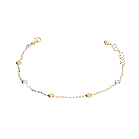 Bransoleta złota płaskie kulki w trzech kolorach/reg. M3-377 próba 585