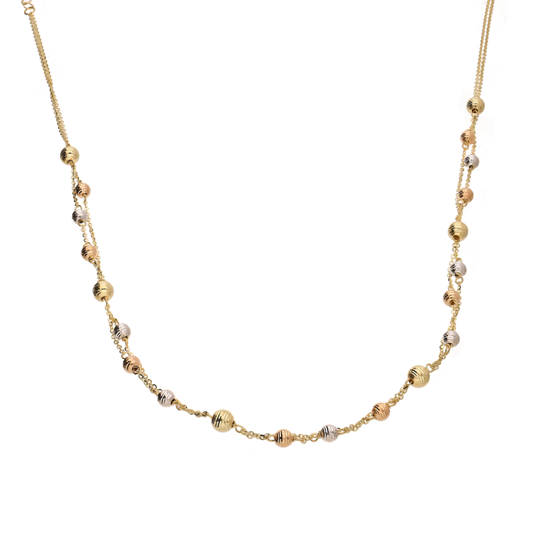 Złoty Naszyjnik z Grawerowanymi Kulkami pr. 585 - JubilerSezam.pl