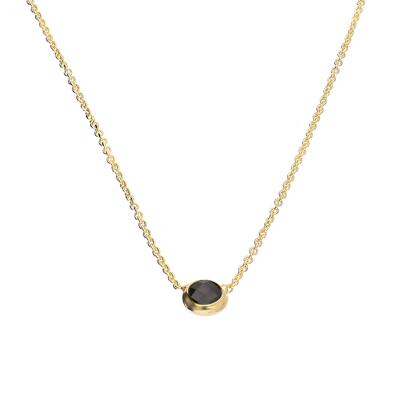 Naszyjnik złoty z fasetowaną czarną cyrkonią/rolo reg. M3-387 black próba 585