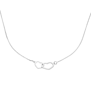 Naszyjnik z białego złota klanówka z dwoma sercami/anker reg M3-389 białe złoto próba 585