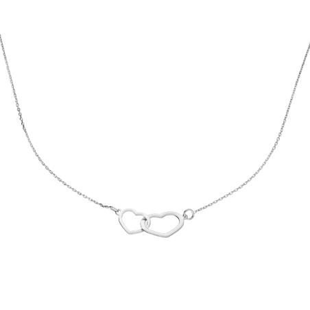 Złoty Naszyjnik z Dwoma Sercami Białe Złoto pr. 585 - JubilerSezam.pl