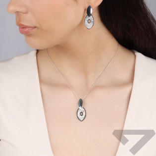 Naszyjnik srebrny szczotkowana i gładka łezka/rolo reg. M3-069-1 ROD próba 925