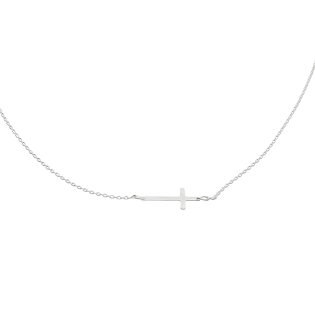 Naszyjnik z białego złota z gładkim krzyżykiem/rolo reg. M3-392 białe złoto próba 585