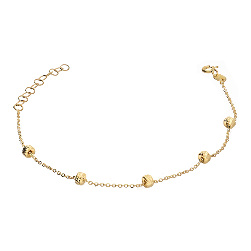 Złota Bransoletka z Grawerowanymi Walcami pr. 585 - JubilerSezam.pl