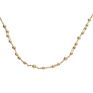 Naszyjnik złoty z grawerowanymi kulkami/skręcone rolo reg. M3-396 próba 585