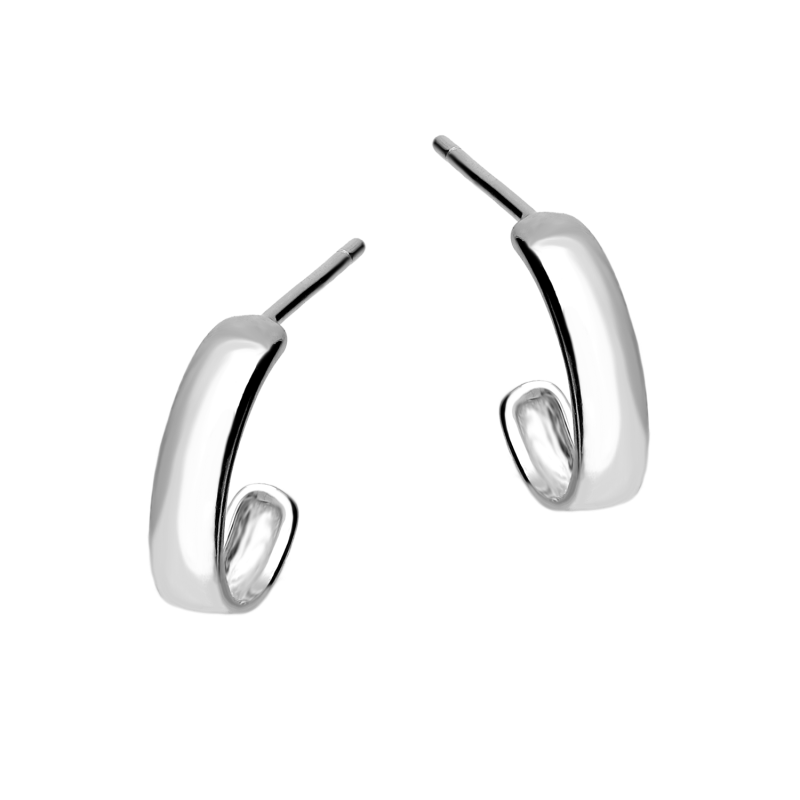 Kolczyki srebrne półkółko gładkie/sztyft AT866 próba 925