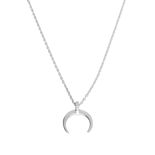 Naszyjnik srebrny półksiężyc i białe cyrkonie/anker reg. DA1036 próba 925