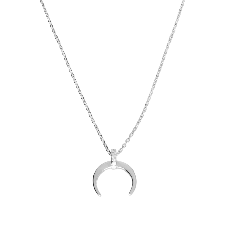 Naszyjnik srebrny półksiężyc i białe cyrkonie/anker reg. DA1036 próba 925