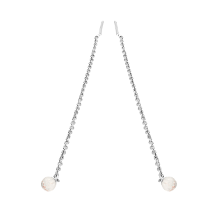 Kolczyki srebrne z białym opalem jubilerskim 4 mm/przeciągane DA1042 próba 925