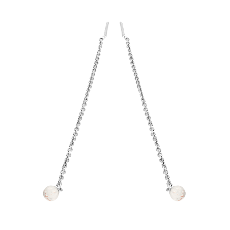 Kolczyki srebrne z białym opalem jubilerskim 4 mm/przeciągane DA1042 próba 925