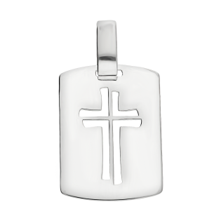Zawieszka srebrna blaszka z wyciętym krzyżem