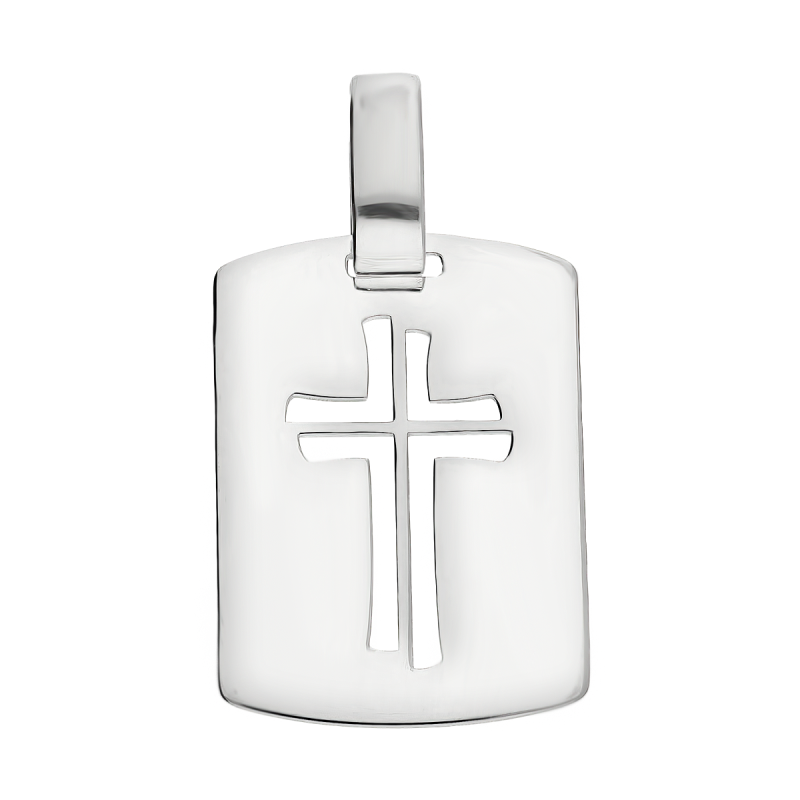 Zawieszka srebrna blaszka z wyciętym krzyżem