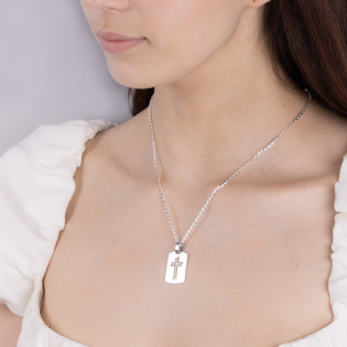 Zawieszka srebrna blaszka z wyciętym krzyżem