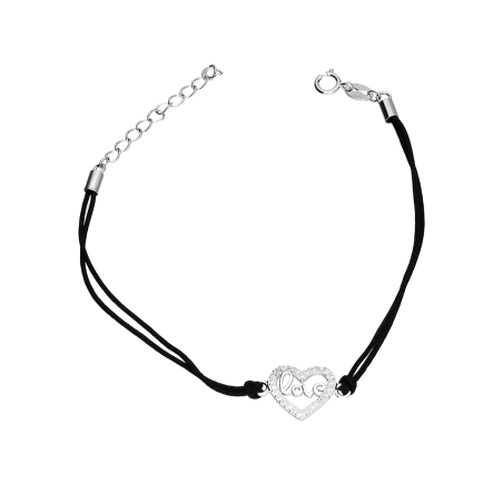 Srebrna Bransoletka Serce Love Cyrkonie pr. 925 - JubilerSezam.pl