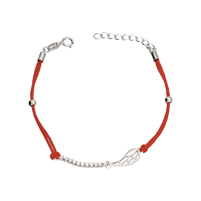 Srebrna Bransoletka Skrzydło z Cyrkoniami pr. 925 - JubilerSezam.pl