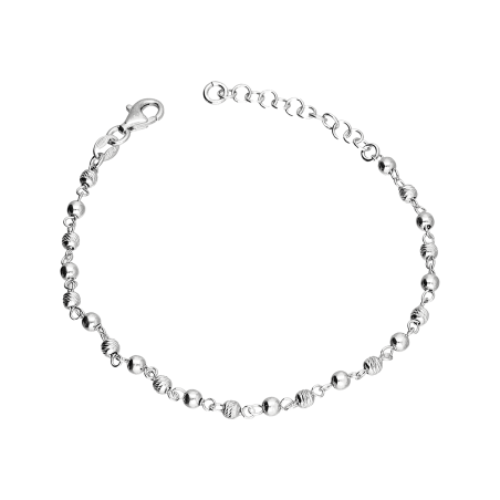 Srebrna Bransoletka z Grawerowanymi Kulkami pr. 925 - JubilerSezam.pl