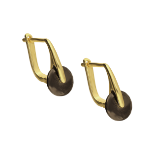 Kolczyki pozłacane czarna ruchoma cyrkonia i kreska/ang.zap. PW713 GOLD próba 925