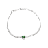 Bransoleta srebrna rząd cyrkonii i serce z zieloną cyrkonią/rolo PW730 ROD cz próba 925