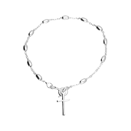 Bransoleta srebrna różaniec z gładkimi paciorkami PW740 próba 925