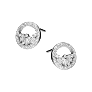 Kolczyki srebrne koło ramka z cyrkoniami/sztyft TB 21181 próba 925