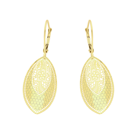 Kolczyki złote grawerowana łezka z ornamentem/bigiel zam. CI 8470-7253 próba 585