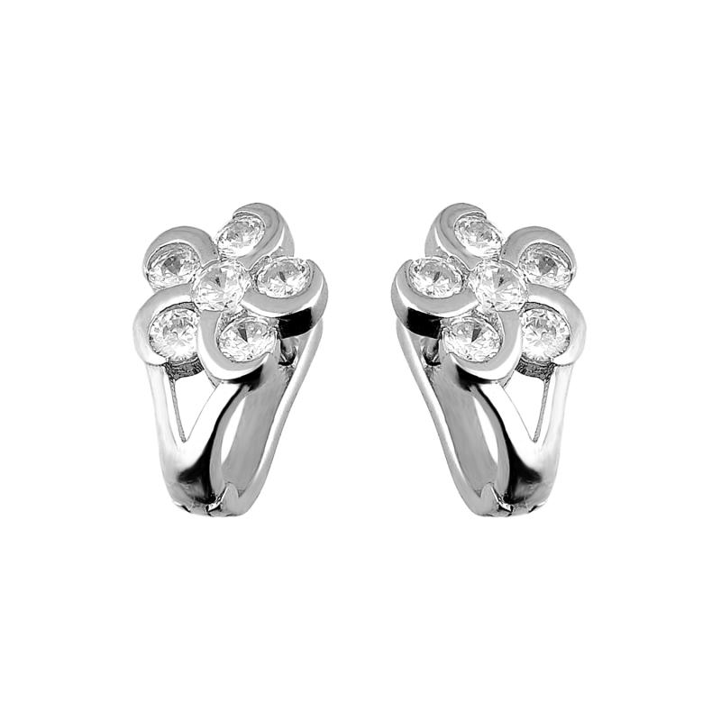 Srebrne kolczyki dla dziewczynki kwiatek z cyrkoniami - JubilerSezam.pl