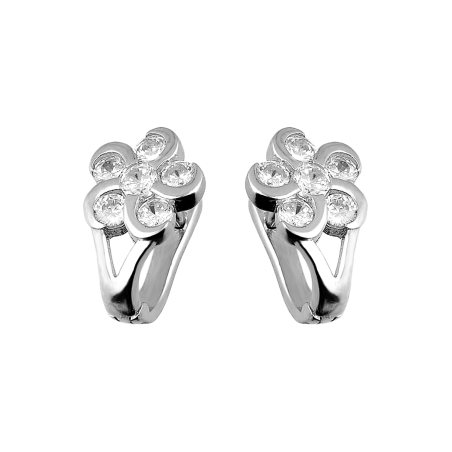 Kolczyki srebrne dla dziewczynki kwiat z białymi cyrkoniami/ang.zap. DA1023 b+b próba 925