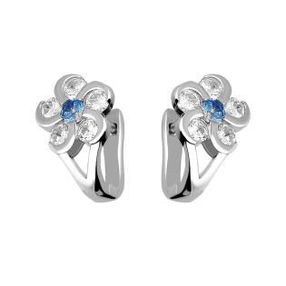 Kolczyki srebrne dla dziewczynki kwiat z niebieską cyrkonią/ang.zap. DA1023 b+jn próba 925