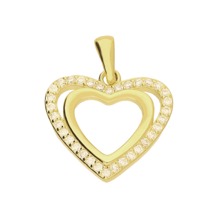 Serduszko pozłacane ramka z białymi cyrkoniami PW764 GOLD próba 925