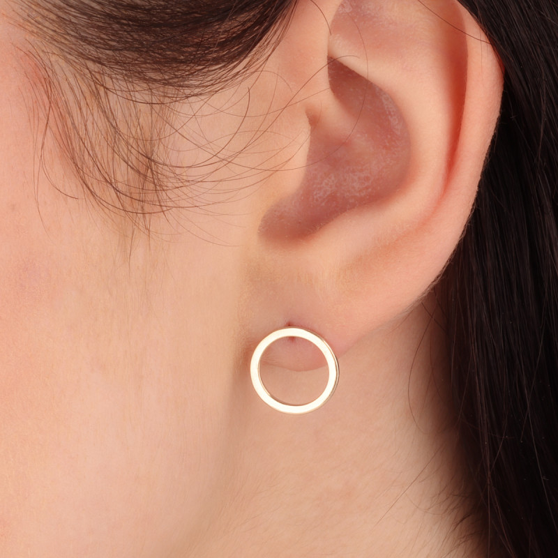 Kolczyki srebrne koło ze złotą blaszką 10mm/sztyft PX G0713.10_AU375 blaszka gold