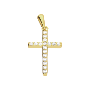 Krzyżyk pozłacany z białymi cyrkoniami PW778 GOLD próba 925