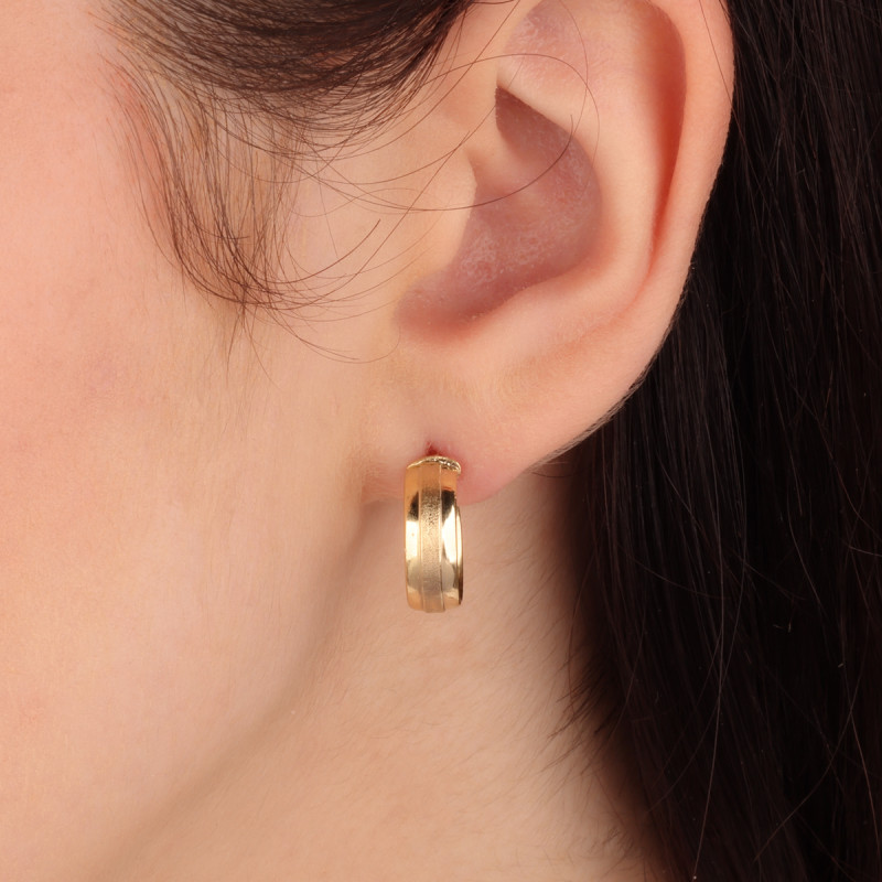 Kolczyki pozłacane kółka rurka z matowym zdobieniem/ang.zap. M3-495 GOLD próba 925