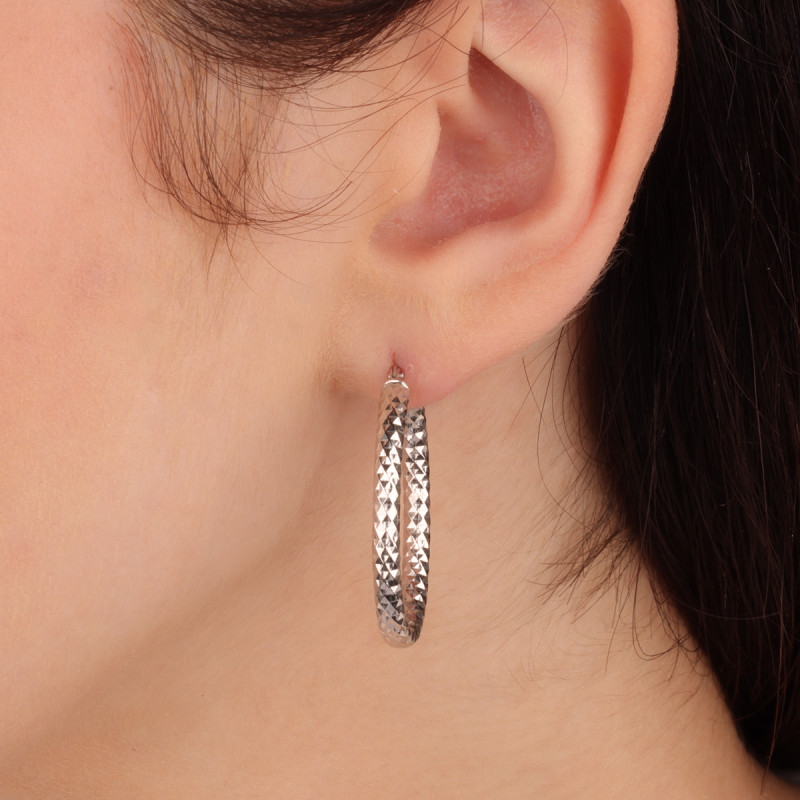 Kolczyki srebrne grawerowany owal/ang.zap. M3-474 ROD próba 925