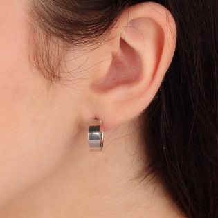 Kolczyki srebrne kółka gładka blaszka/zatrzask M3-365 ROD próba 925