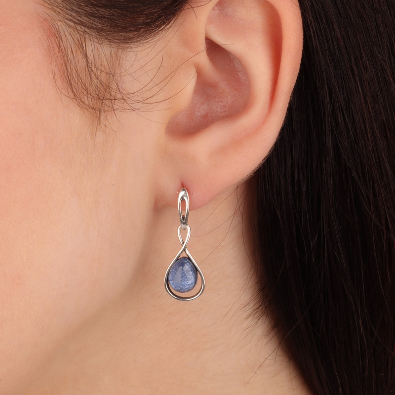 Kolczyki srebrne kropla z niebieskim uleksytem jubilerskim/sztyft SZ320 niebieski próba 925